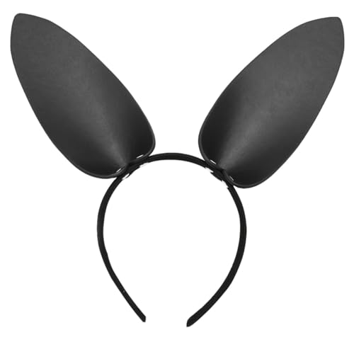 DECOMELODY 1 Stück Damen Haarband mit Hasenohren aus Schwarzem Leder für Cosplay Partys und Besondere Anlässe Leicht und Bequem Modisches Accessoire für Jede von DECOMELODY