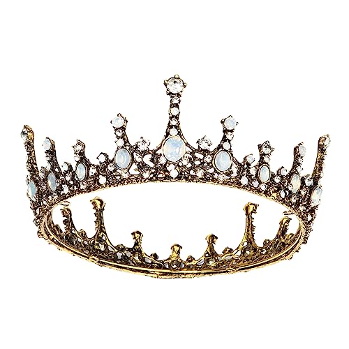 DECOMELODY 1 Stück Tiara Braut Kopfbedeckung Kronen für Erwachsene Krone für Frauen Orakel Hochzeit krone perlen krone braut stirnband barock kleid damen Legierung Beige von DECOMELODY