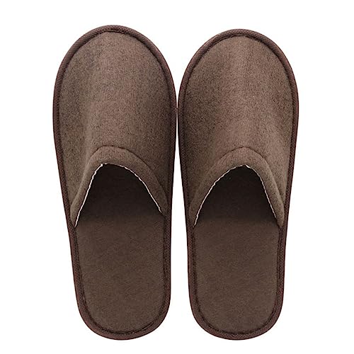 DECOMELODY 10 Paare Einweg Hausschuhe Groß Kaffee Farbe Rutschfest Unisex Hotel Gäste Slippers für Damen Herren Zuhause Spa Reise von DECOMELODY