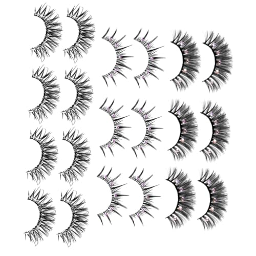 DECOMELODY 10 Paare Glitzer Wimpern mit Strasssteinen Natürliche Künstliche Wimpern für Frauen Leichte Synthetische Fasern Wiederverwendbar Geeignet für Party Festival und Outdoor von DECOMELODY