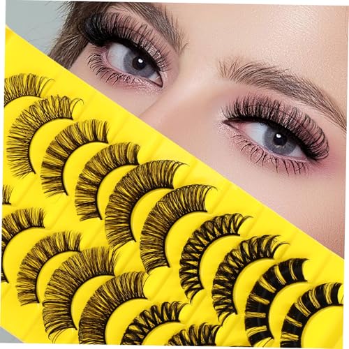 DECOMELODY 10 Paare Natürliche Flauschige Falsche Wimpern Weiche Leichte Eyelashes Extensions für Frauen Mädchen Komfortabel Wiederverwendbar Natürlicher Look Einfach Anzubringen von DECOMELODY