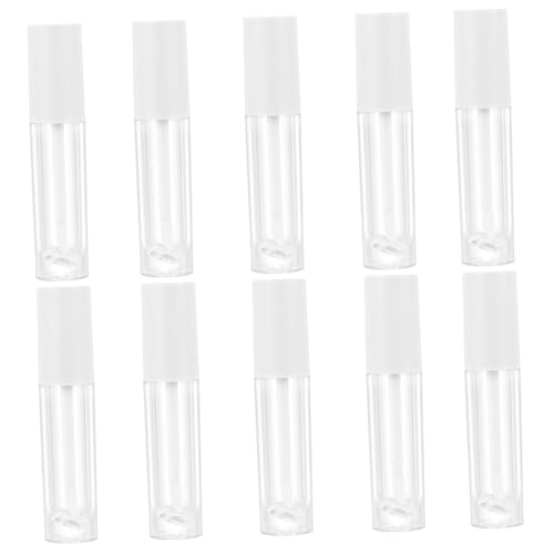 DECOMELODY 10 Stück Lippenbalsam Tube aus Transparentem Abs Nachfüllbare Lip Gloss Flasche mit Weißem Deckel Auslaufsicher Kompakt und Leicht für Reisen und Geeignet von DECOMELODY