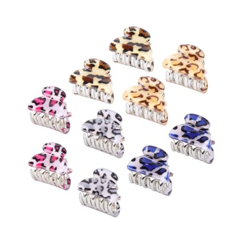 DECOMELODY 10 Stück Teiliges Acryl Haarclip mit Leopardenmuster Kleine Rutschfeste Haarklammern für Damen und Mädchen Mini Kralle Haarschmuck Geeignet für Partys Hochzeiten Zufällige Farbe von DECOMELODY