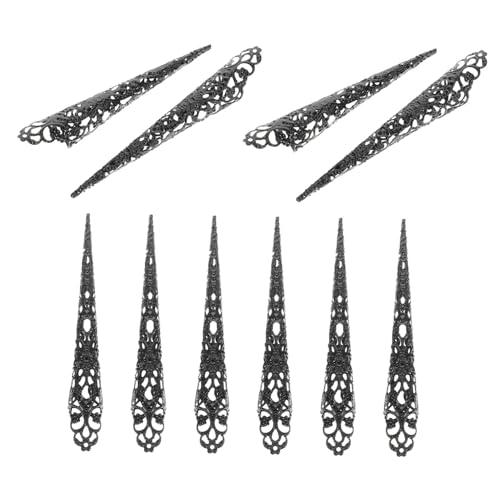 DECOMELODY 10 Stück Teiliges Antike Fingernagel Spitzenabdeckungen Schwarze Kostüm Nagelprotektoren für Parties Festivals und Cosplay Einfache Anwendung Einzigartiges Design Auffällige von DECOMELODY