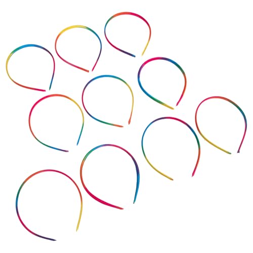 DECOMELODY 10 Stück Teiliges Dünne Regenbogen haarbänder für Damen Mädchen Leichter Bequemer Stirnband Haarschmuck Vielseitig Passend zu Verschiedenen Frisuren und Anlässen von DECOMELODY