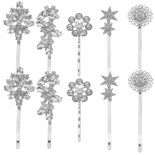 DECOMELODY 10 Stück Teiliges Haarspangen mit Strass und Perlen Dekorative Kleine Bobby Pins für Damen und Mädchen Stabile Haarklammern für Festlichen Schmuck und Alltag Silberfarbene von DECOMELODY