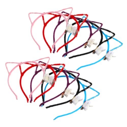 DECOMELODY 10stücke Katzenohren Stirnband Mädchen Led Haarband Leuchtend Kopfschmuck Cartoon Haarband Für Karneval Weihnachten Hochzeit Silvester von DECOMELODY