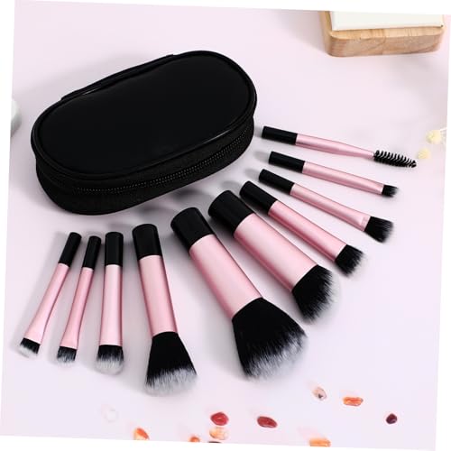 DECOMELODY 10 Stück Teiliges Mini Make up Pinselset mit Aufbewahrungstasche Weiche Borsten Kompakt und Reisefreundlich Schminkpinselset für Unterwegs Vielseitig für Lidschatten und von DECOMELODY