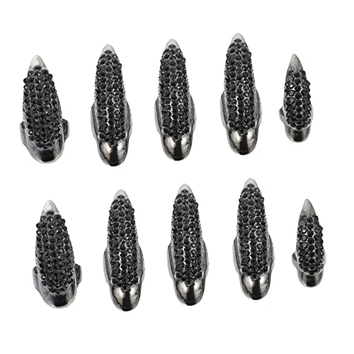 DECOMELODY 10Stücke Strasssteine Fingernägel Katzenschnäbel Fake Nails Halloween Kostüm Zubehör Exquisites Gothic Design für Partys und Cosplay von DECOMELODY