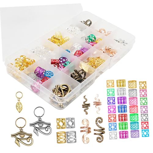 DECOMELODY 116 Stück Teiliges Dreadlock Schmuck Bunte Metall Haarringe und Perlen Vielseitige Haar Accessoires für Zöpfe und Haarverlängerungen DIY Styling für Damen und Herren von DECOMELODY