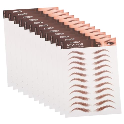 DECOMELODY 12 Blatt Wasserfeste Augenbrauen aufkleber Natürlich Wirkende Simulation Make up Augenbrauensticker Langlebig und Einfach Anzuwenden für Präzises Formen und Schnelles Styling von DECOMELODY