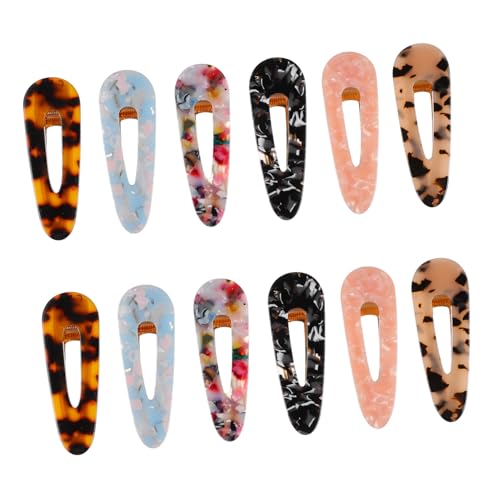 DECOMELODY 12 Stück Teiliges Acryl Haarspangen mit Marmor und Leopardenmuster Rutschfeste Haarklammern für Damen Geometrische Seitenclips in Verschiedenen Farben Robust und Stilvoll für von DECOMELODY