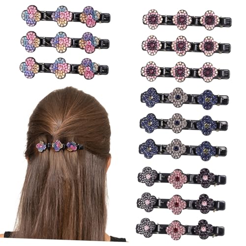 DECOMELODY 12 Stück Teiliges Funkelnde Strass Haarspangen Geflochtene Kristallsteine Haarschmuck für Damen Mädchen Sicherer Griff Stilvolles Styling Vielseitig und Langlebig von DECOMELODY