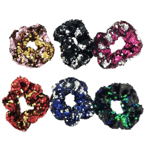 DECOMELODY 12 Stück Teiliges Glitzer Haargummi mit Doppelfarbigem Pailletten design Elastische Haarbänder für Frauen und Mädchen Modischer Haarschmuck zum Pferdeschwanz Zufällige Farbe von DECOMELODY