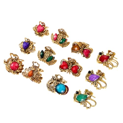 DECOMELODY 12 Stück Teiliges Mini Haarklammern Vintage Stil Feine Haarklammern mit Acrylsteinen Modische Haar Klammern für Damen und Mädchen Vielseitig für Alltag Büro und Reisen Geeignet von DECOMELODY