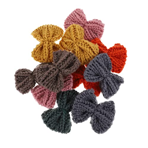 DECOMELODY 12St gestrickte Schleife tragegurt headband bastelbedarf genschenkideen DIY Haarschmuck Bulk-Hochzeitsdeko Dekoration Stift Schal Kleidungszubehör Kleidung stricken Bowknots Garn von DECOMELODY
