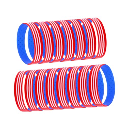 DECOMELODY 15 Stück Teiliges Silikon handring Sternmuster Rote und Blaue Sportarmbänder Komfortable Leichte und Flexible Wristbands für Männer und Frauen Modische Geschenkidee von DECOMELODY