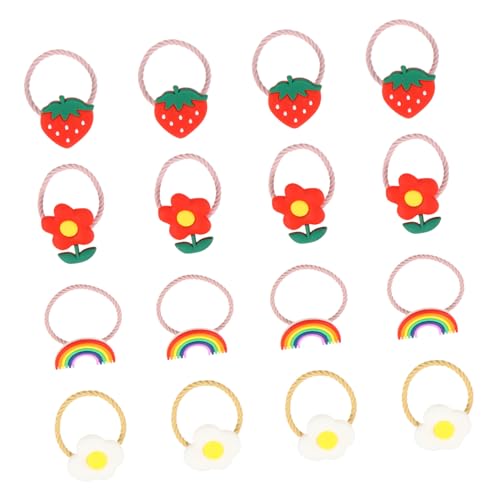 DECOMELODY 16 Stück Haarbänder Leichte Cartoon Haargummis mit Niedlichen Früchte designs Elastische Langlebige Haarkreise für Mädchen Modischer Haarschmuck in Bunten Farben von DECOMELODY