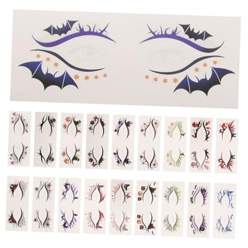 DECOMELODY 19 Stück Teiliges Halloween Augen-make-up Tattoo Wasserfesten Eyeliner Stickern Kürbis Spinnennetz-motiven Einfache Anwendung Langanhaltend für Karneval und Maskenparty von DECOMELODY