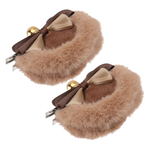 DECOMELODY 1paar Plüsch Haarspange Mit Doppel-schleife Und Bärenohren Süßes Cosplay-haaraccessoire Für Partys Und Festivals Handgefertigte Mädchen Haarklammer Camelbraun von DECOMELODY