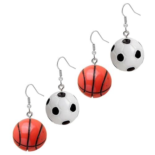 DECOMELODY 2 Paare Sportliche Resin Ohrhänger Basketball und Fußball Ohrringe Damen Leicht Bunte Baumelnde Schmuck für Mädchen und Studentinnen Modisch Peculiär von DECOMELODY