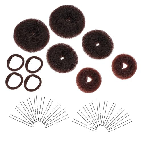 DECOMELODY 2 Sätze Haarstyling mit U Förmigen Haarnadeln Elastischen Haargummis und Donut Bun Machern Vielseitige Haaraccessoires für Dutt Pferdeschwanz und Alltag für Mädchen und Damen von DECOMELODY