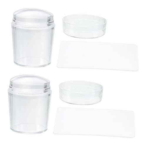DECOMELODY 2 Sätze Transparentes Nagelkunst Stempel aus Lebensmittelechtem Silikon mit Abnehmbarem Deckel Schaber für DIY Maniküre und Präzises Nail Art Stamping zu Hause von DECOMELODY