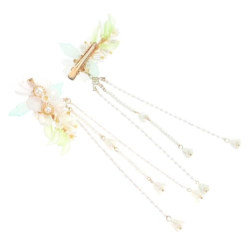 DECOMELODY 2 Stck Chinesische Haarspange mit Blumen und Quasten Dekorative Haarklammer für Dickes und Dünnes Haar Perlenverziert Eleganter Haarschmuck für Damen und Mädchen Passend zu Hanfu von DECOMELODY