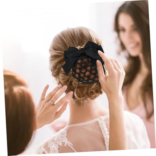 DECOMELODY 2 Stck Haarnetz mit Schleifen Haarspange Eleganter Haarnetz Bun Clip für Damen Geeignet für Beruf und Alltag Dekoratives Haarschmuck Accessoire für Hotel Krankenschwester Damen von DECOMELODY