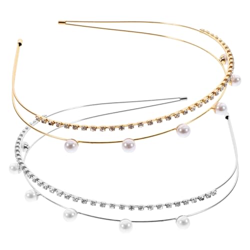 DECOMELODY 2 Stck Teiliges Perlen und Strass Haarband Metallisch Robust Stilvoller Haarschmuck für Damen und Bräute für Hochzeit Party Geburtstag und Festliche Anlässe von DECOMELODY
