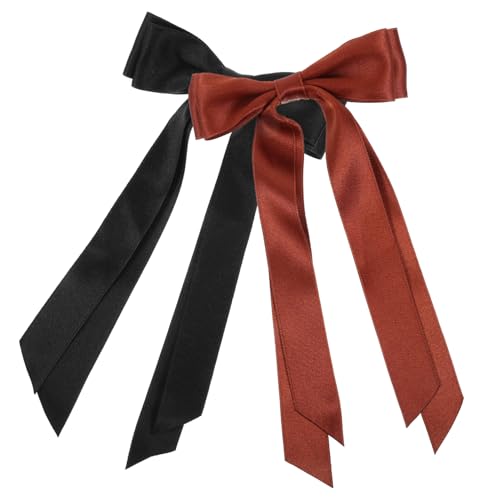 DECOMELODY 2 Stck. Teiliges Haarschmuck für Mädchen Dekorative Schleifen Haarspangen mit Rutschfestem Duckbill Clip Einfache Einlagige Bänder in Schwarz und Braun Sicherer für Besondere von DECOMELODY