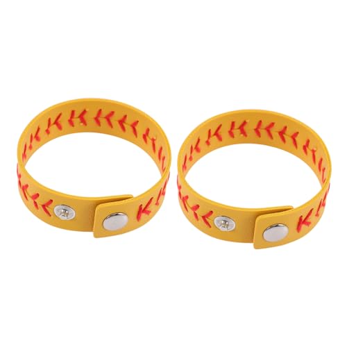 DECOMELODY 2 Stk. Softball Spieler Armbänder aus PU Geflochtene Sport Wristbands für Damen Herren Leicht Tragbar Komfortables Softball Schmuck Accessoire von DECOMELODY