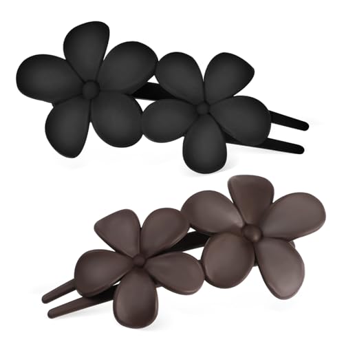 DECOMELODY 2 Stück Blumen Haarklammern Flach Stabil für Dickes Haar Damen Hochzeiten Partys Festliche Haarschmuck Accessoires in Schwarz von DECOMELODY