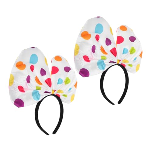 DECOMELODY 2 Stück Bunt Gepunktetes Clown Stirnband Halloween Karneval Haarband Fasching Kostümaccessoire für Party und Erwachsene von DECOMELODY