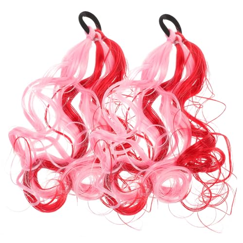 DECOMELODY 2 Stück Bunte Pferdeschwanz-extensions Lockig Synthetisches Haar Weich Bequem für Mädchen Haarschmuck Vielseitig Tragbar Festlich und Alltag von DECOMELODY
