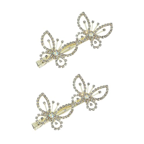 DECOMELODY 2 Stück Damen Haarschmuck Strass Schmetterling Haarspangen Elegant Schmuck für Party Alltag Geschenk von DECOMELODY