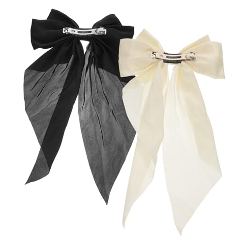 DECOMELODY 2 Stück Große Haarschleifen Haarspangen mit Langem Modische Schleifen Haarclips für Frauen und Mädchen Langlebige Metallbarrettes für Party Hochzeit und Alltagsschmuck von DECOMELODY