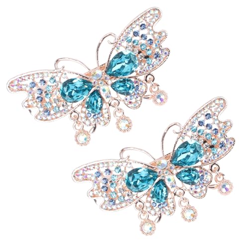 DECOMELODY 2 Stück Haarnadel Aus Kristall Edelsteine Haarschmuck Für Damen Clip Frau Haarspange Lockig Haarzubehör Für Mädchen Haarspangen Frauen Haarklammern Klein Rosa Eisen Blue von DECOMELODY