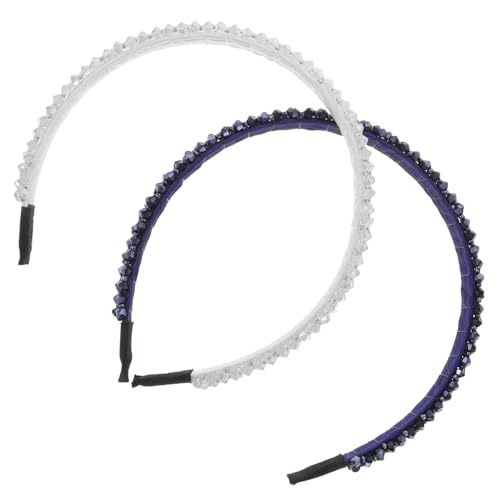 DECOMELODY 2 Stück Haarreif Damen Leichtes Stirnband mit Vier Reihen Strasssteinen Modisches Haarschmuck Accessoire für Frauen und Mädchen Rutschfest Komfortabel zu Tragen von DECOMELODY