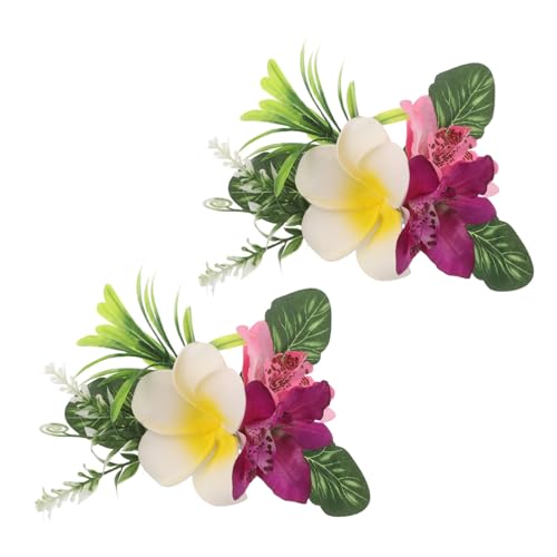 DECOMELODY 2 Stück Hawaiianische Plumeria Haarspangen mit Orchideen Design Leichte Langlebige Blumen Haarschmuck Passend zu Hanfu Qipao Urlaub und Strandpartys von DECOMELODY