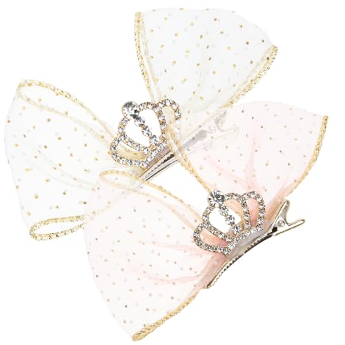 DECOMELODY 2 Stück Mädchen Haarklammern mit Krone und Schleife Stabile Haarschleifen aus Metall und Spitze Bunte Haarschmuck Clips für Sichere Langlebige Haarspangen für Geburtstage und von DECOMELODY