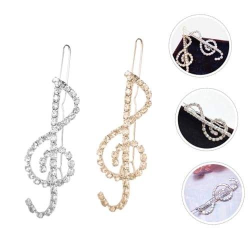DECOMELODY 2 Stück Musiknoten Haarspangen Glitzernde Strass Haarschmuck Damen Leicht Tragbar Haarclips Für Dickes Haar Hochzeit Party Festliche Frisuren von DECOMELODY