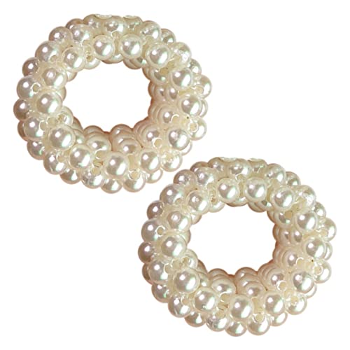 DECOMELODY 2stücke Perlen Haargummis Für Frauen Elastische Haarbänder Mit Elegantem Design Für Vielseitige Frisuren Als Haaraccessoires Für Alltag Und Besondere Anlässe von DECOMELODY