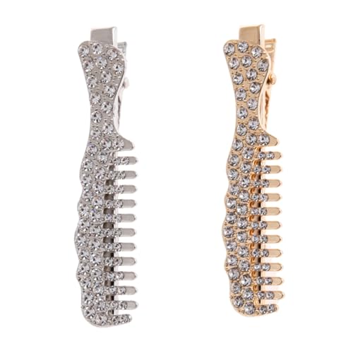 DECOMELODY 2 Stück Rhinestone Haarklammer Glänzende Kleine Kamm Haarspangen in Gold und Silber Fester Sitz Eleganter Haarschmuck für Frauen Geeignet für Partys und Hochzeiten von DECOMELODY