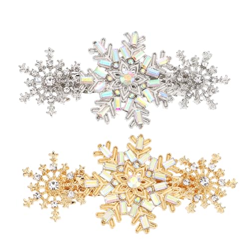 DECOMELODY 2 Stück Rhinestone Schneeflocken Haarspangen Festliche Haarschmuck Clips für Frauen und Mädchen Glitzernde Haaraccessoires für Weihnachtsfeiern Vielseitig für Verschiedene von DECOMELODY