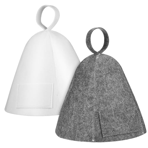 DECOMELODY 2 Stück Saunahut aus Hochwertigem Filz Dicke Wasserabsorbierende Badehaube für Damen und Herren Schnelltrocknend Hautfreundlich Schützt Haare vor Überhitzung im Dampfbad und Sauna von DECOMELODY