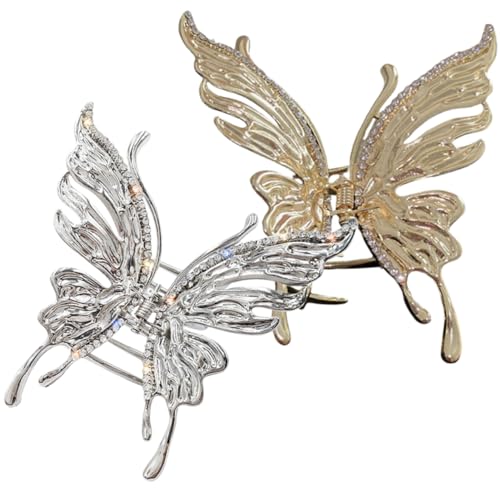 DECOMELODY 2 Stück Schmetterling Haarklammern für Frauen Kleine Stabile Haar Jaw Clips Modische Haarschmuck Accessoires Schmerzfrei Geeignet für Dickes und Zartes Haar Zufällige Farbe von DECOMELODY