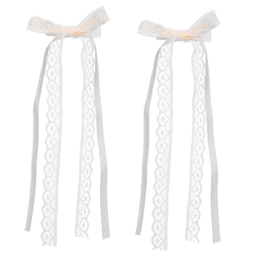 DECOMELODY 2 Stück Spitze Haarschleifen Große Schleifen mit Sicherem Clip Vielseitige Haarschmuck für Frauen Mädchen Leichter Komfort für Ponytail Langes Haar Geschenkidee von DECOMELODY