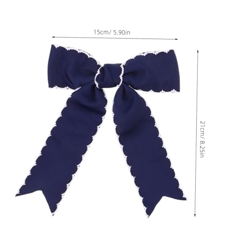 DECOMELODY 2 Stück Teiliges Haarschleifen Haarspangen Blau mit Rippband Weiche Lange Schleifen Haarklammern für Mädchen Sanfter Griff Eleganter Look für Schule und Besondere Anlässe von DECOMELODY