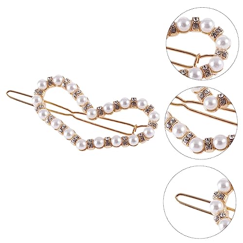 DECOMELODY 2 Stück Teiliges Herzförmige Haarspangen mit Hohlraum Perlen und Strasssteinen Barrette Haarschmuck für Damen Rutschfeste Haarklammern für Hochzeit Party und Alltag von DECOMELODY